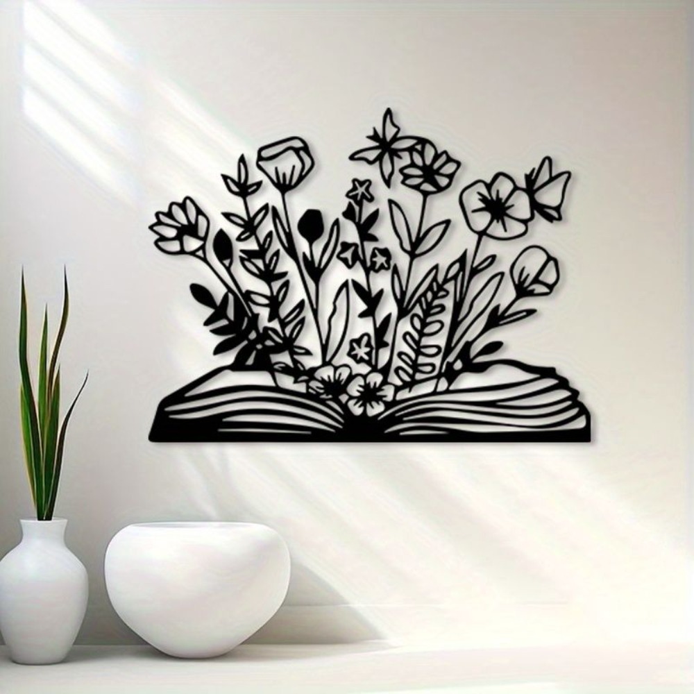 Home Office With Library - Arte de Parede Metálica HL com