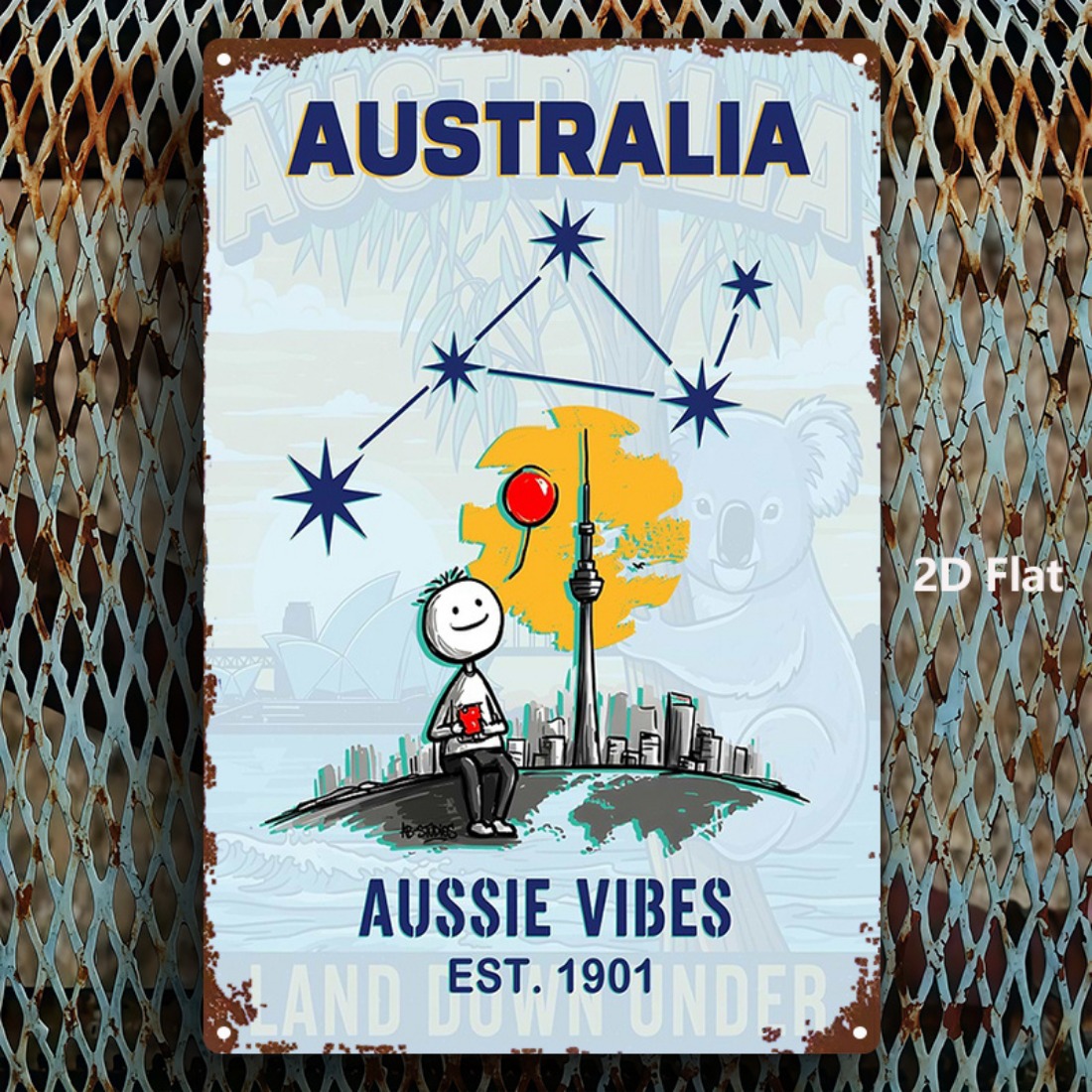 Home Office Australia - Placa de Metal 2D Plana 1