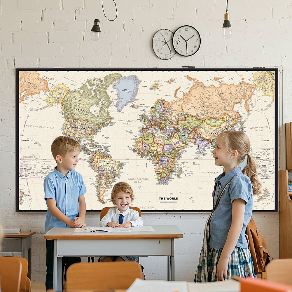 Home Office Backdrop - 150x225cm retro mapa do mundo fotografia