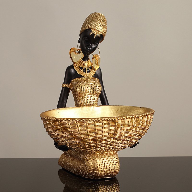 Home Office Architecture - Escultura de Menina Africana Segurando um