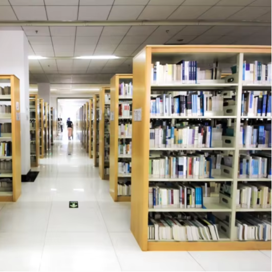 Home Office With Library - Prateleira para livros dupla face, direto