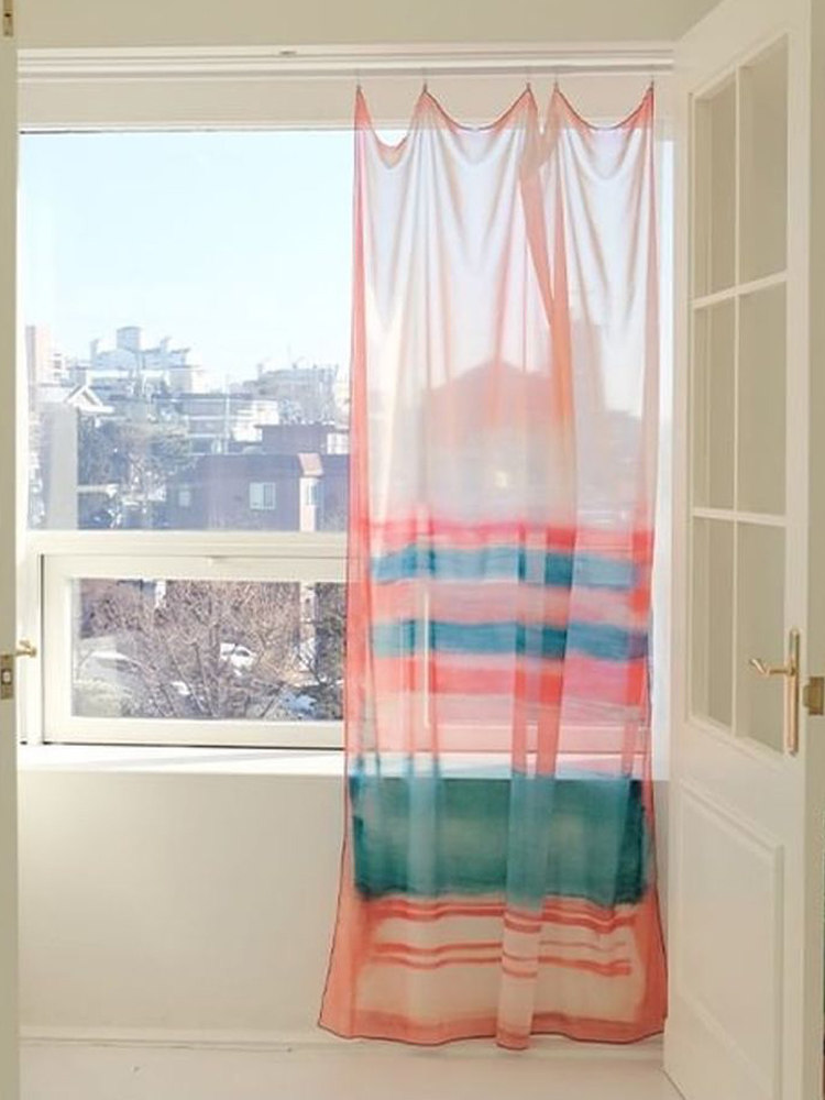 Home Office Backdrop - Cortinas de Chiffon Rosa com Padrão