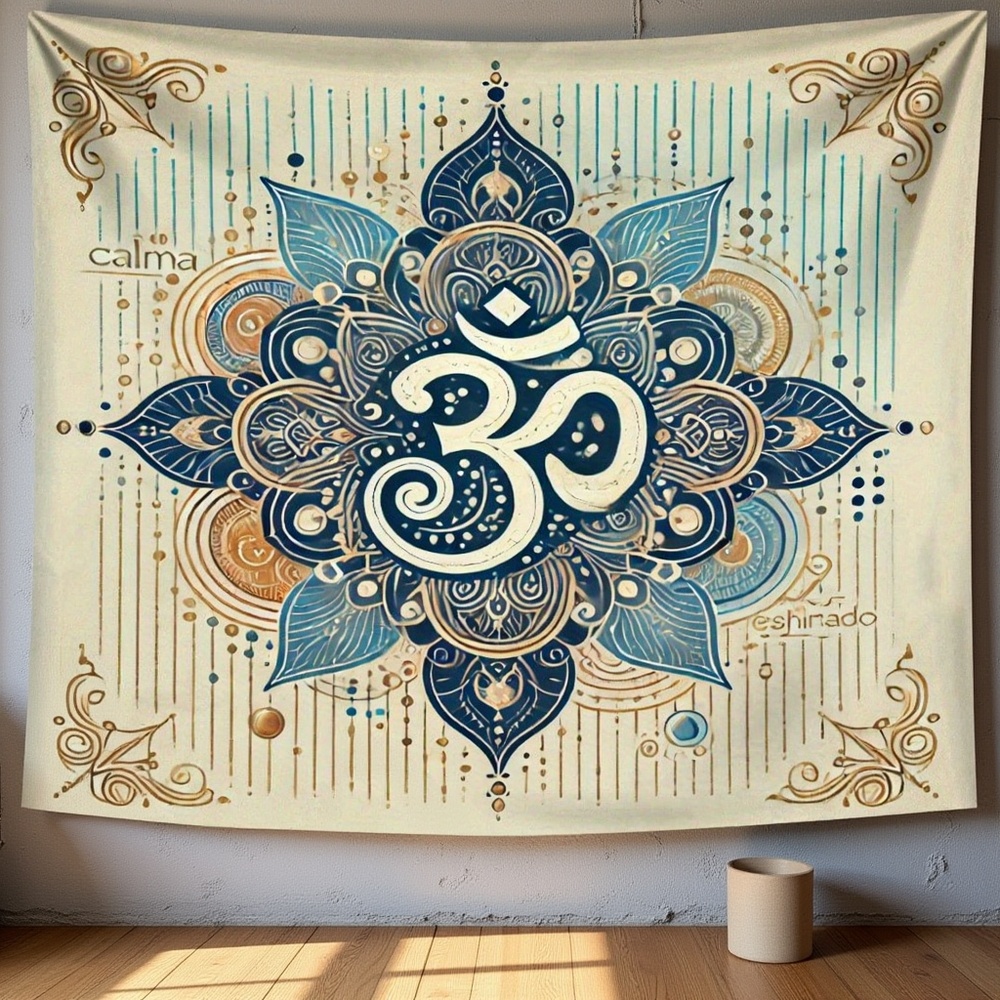 Home Office Backdrop - 1pc mandala e símbolo om impresso