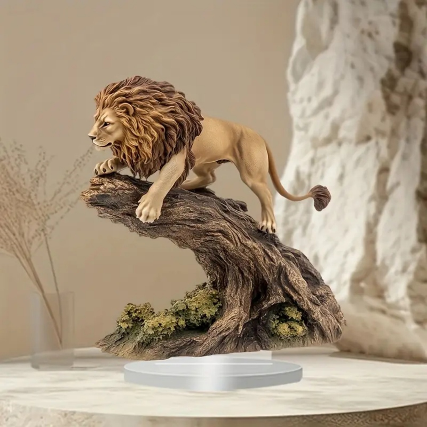 Estátua de leão masculino, est - Office Table Home avaliação e preço
